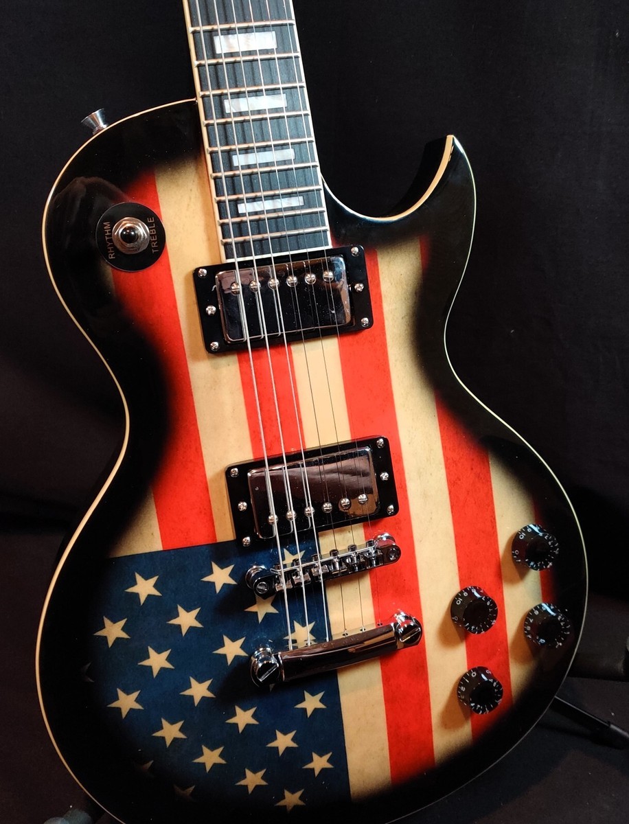 Leo Jaymz Classic Single Cut-American Flag Guitar/Free Shipping