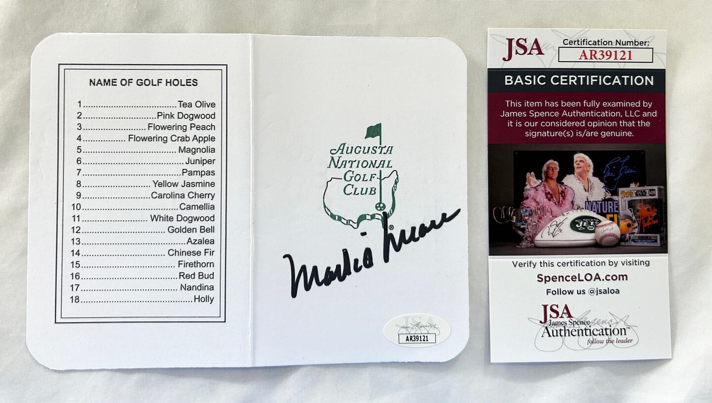 Mark O'Meara Signed Masters ScoreCard JSA COA 