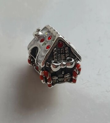 Chamilia silver 925 cz gingerbread house Christmas bracelet charm