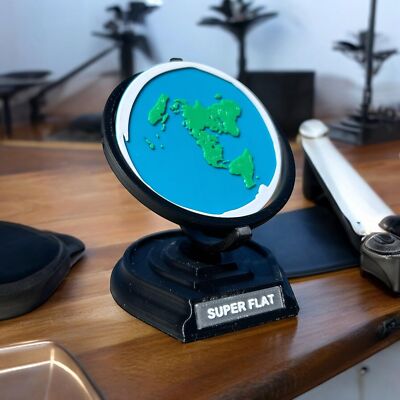 Flat Earth Globe, Fully assembled Flat Earth Model, Desktop Flat Earth Map, G...