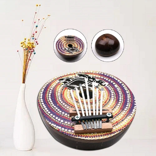 Piano 7 Keys Adjustable Coconut  Painted Thumb Piano F7K1 - Picture 3 of 11