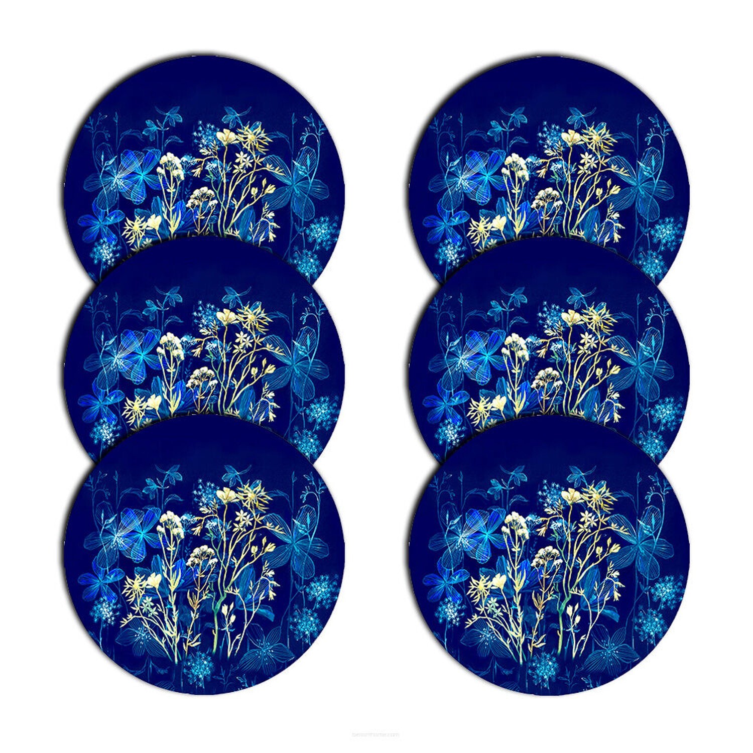Sets de table ronds feutre Bertoni 33 cm Midnight anti-rayure et anti-bruit lot de 6