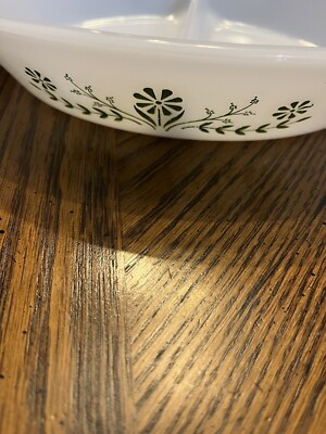J2352 Vintage Glassmaker Divided Oval Serving Baking Dish - Pre-owned