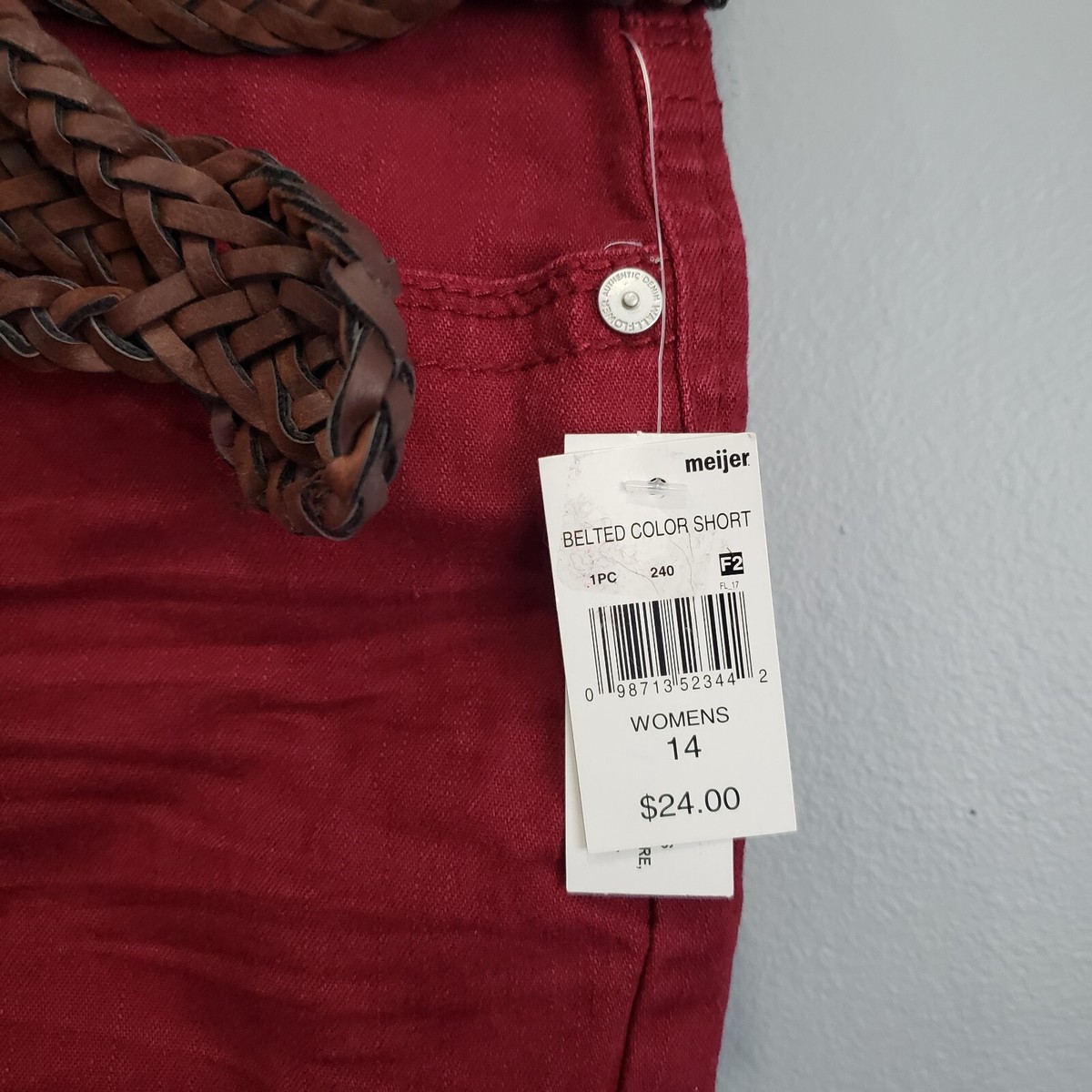Women's Junior's Wallflower Legendary Shorts Belt Maroon Burgundy