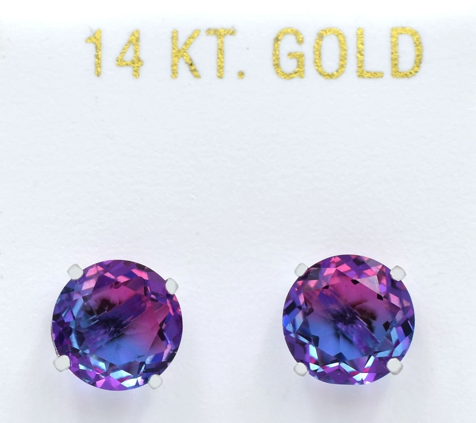 PENDIENTES STUD TURMALINA 4,60 Cts ORO BLANCO 14K - Nuevos Con Etiqueta - HECHOS EN EE. UU. Foto 2 de 3