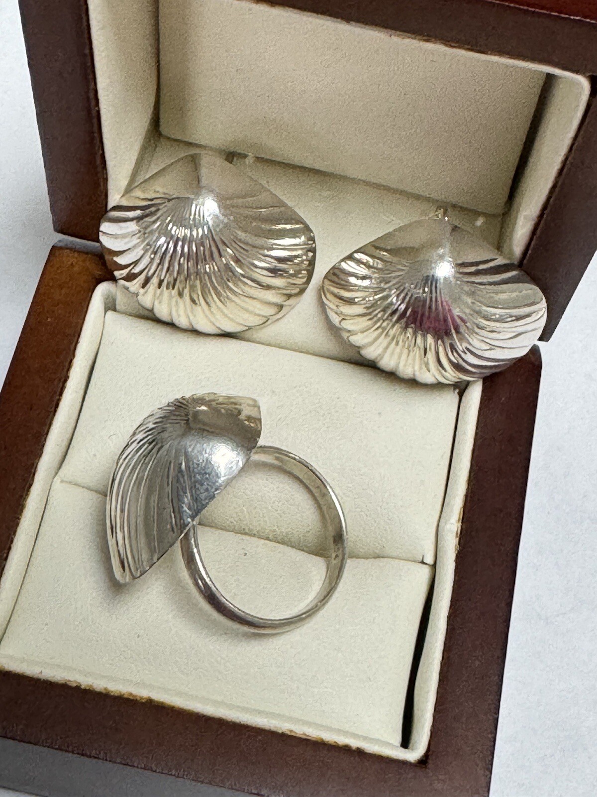 LARGE Sterling Silver Seashell Ring Earring  Mark… - image 5