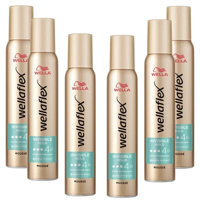6x 200ml Wellaflex Schaumfestiger invisible Hold Extra Stark 24h flexibler Halt