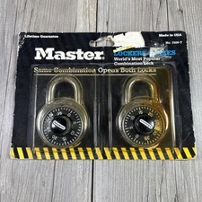 Vintage 1990s Master School Locker Combination Lock 2 Pack Made USA 1500-T