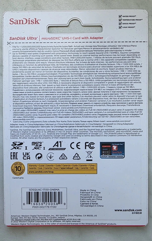 1 Stück Original SanDisk micro SD ULTRA A1 Speicherkarte 1TB NEU Versiegelt - Bild 3 von 4