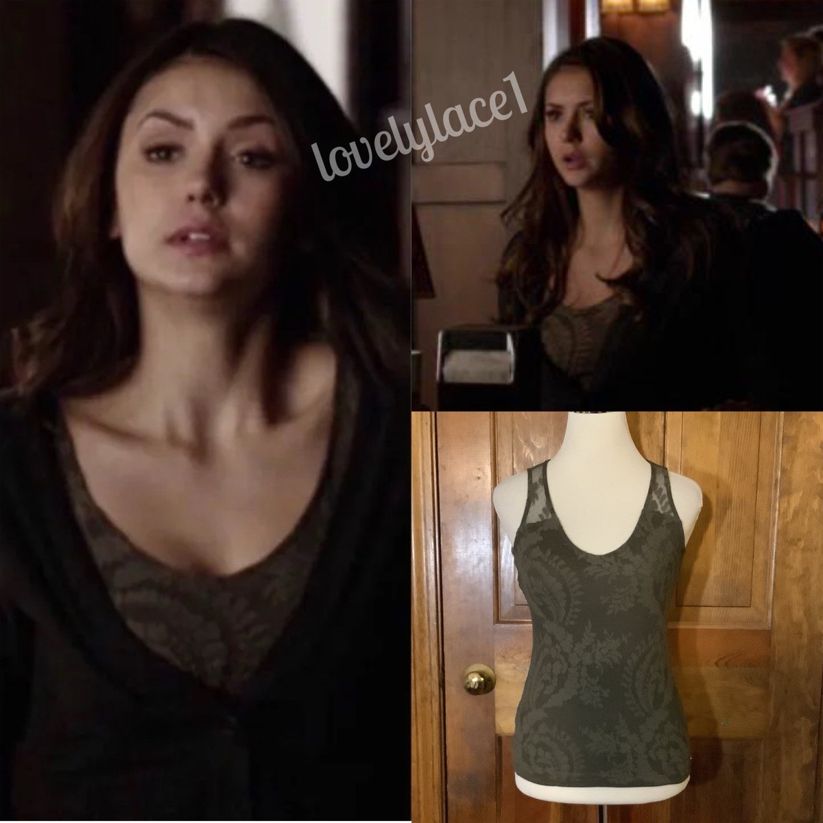 Guess Lace Pattern Tank Top SA Green ASO Elena Gilbert The Vampire Diaries