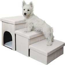 Dog Stairs for High Bed 18" H Foldable Pet Stairs Small Medium Large Dogs Puppy