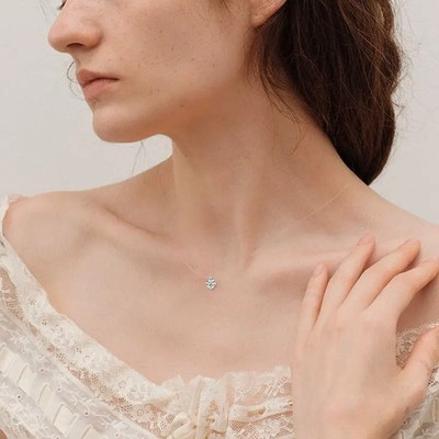 Unsichtbare Kette Halskette 1,0 kt Rundschliff Laborgefertigter Diamant Testpass 14 K Gold