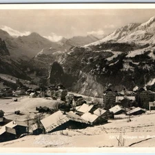 c1930s Wengen, Switzerland RPPC Winter Snow Village Alps Mountains Scenic A337