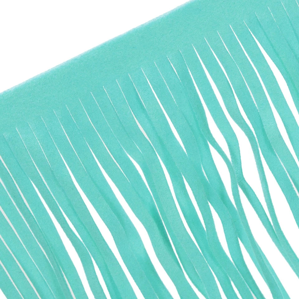 2 Meter 4" PU-Leder Fransenborte Doppelseitige Nähen Quasten Fransen, Seeblau - Bild 3 von 4