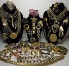 Vintage Gold Tone Mixed Jewelry Lot Unbranded Park Lane Ann Klein Trifari More