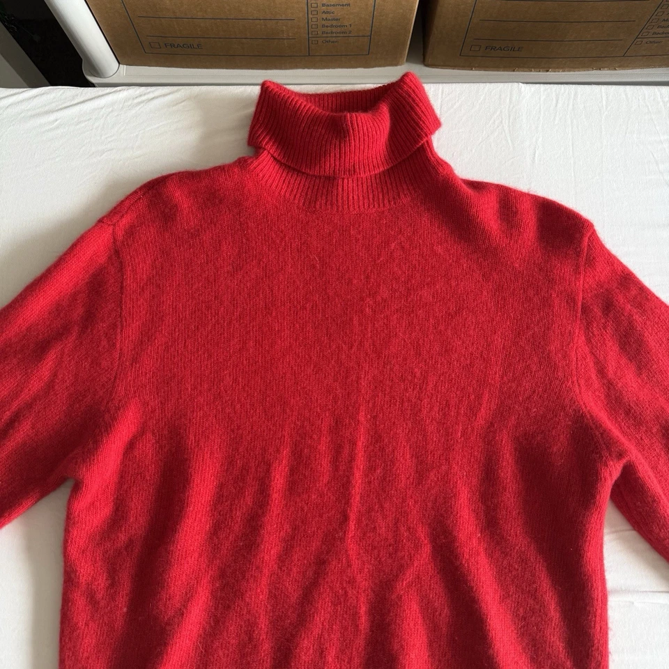 Vintage Neiman Marcus Cashmere Sweater Womens Large Red Mobwife Old Money - Image 4 of 4