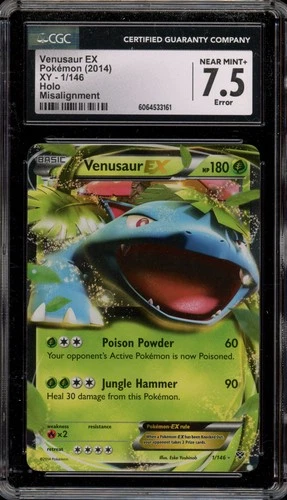 Pokemon Venusaur EX XY Evolutions Holo Rare #1 MISALIGNMENT ERROR CGC 7.5