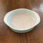 Vintage Pyrex 221 Turquoise 825” Round Casserole Baking Dish