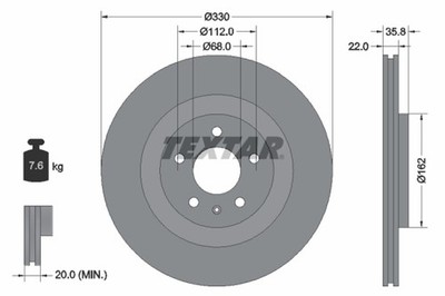 2x TEXTAR Bremsscheibe PRO+ 92238305 für A6 AUDI A7 MACAN PORSCHE C7 A4 95B Q5