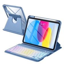 Compatible with iPad 11th 10th Generation Case with Keyboard - Detachable Blue