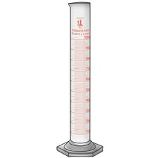 100ml Graduated Cylinder, Borosilicate 3.3 Glass, Single Metric Scale, 
