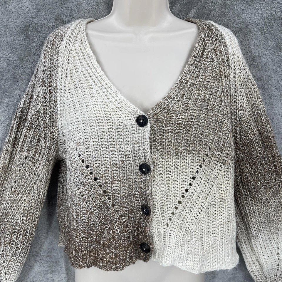 Cárdigan Suéter Natural Reflections Mujer Academia Marrón Ombre Botón Talla M Foto 4 de 4