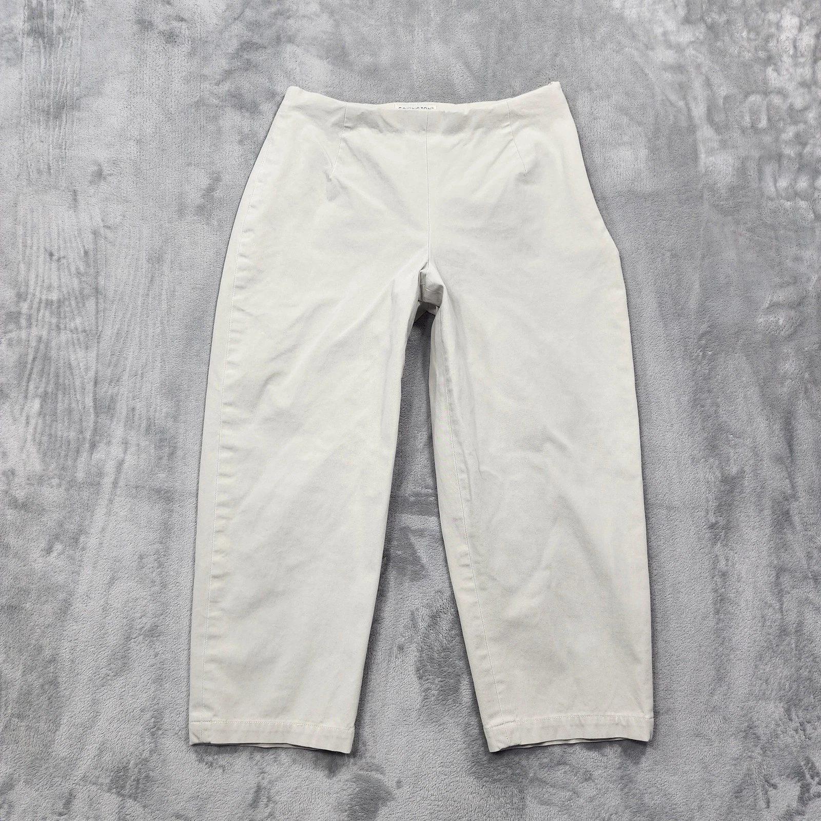 Vintage Covington Pants Womens 12P PETITE Beige Capri Stretch Side Zip Casual