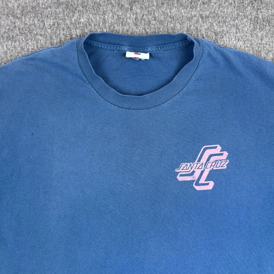 Camiseta De Colección Santa Cruz Para Hombre Grande Azul Apilado Logo Patinetas Manga Corta Foto 3 de 4