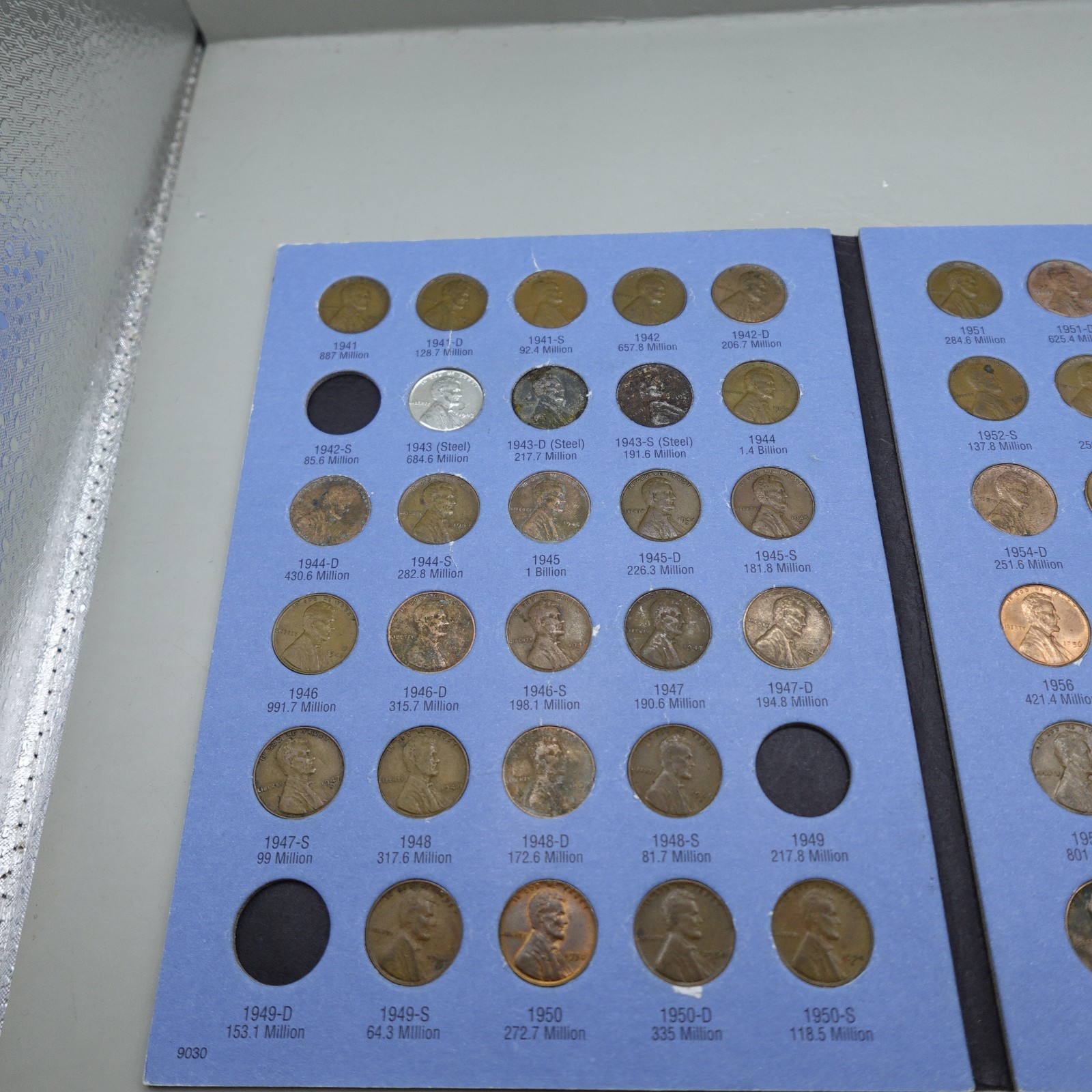 Whitman Coin Folder Lincoln Cents Starting 1941-1974 Incomplete Set 80 Coins