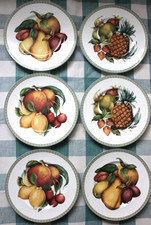FITZ & FLOYD Set 6 Fruit Theme Luncheon Salad Plates Bone China Belle Classique