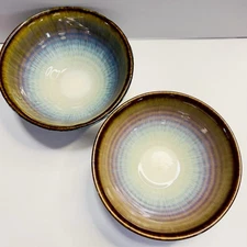 2 Bill Campbell Studio Art Pottery 6” Bowl Crystalline Glaze “Northern Lights”