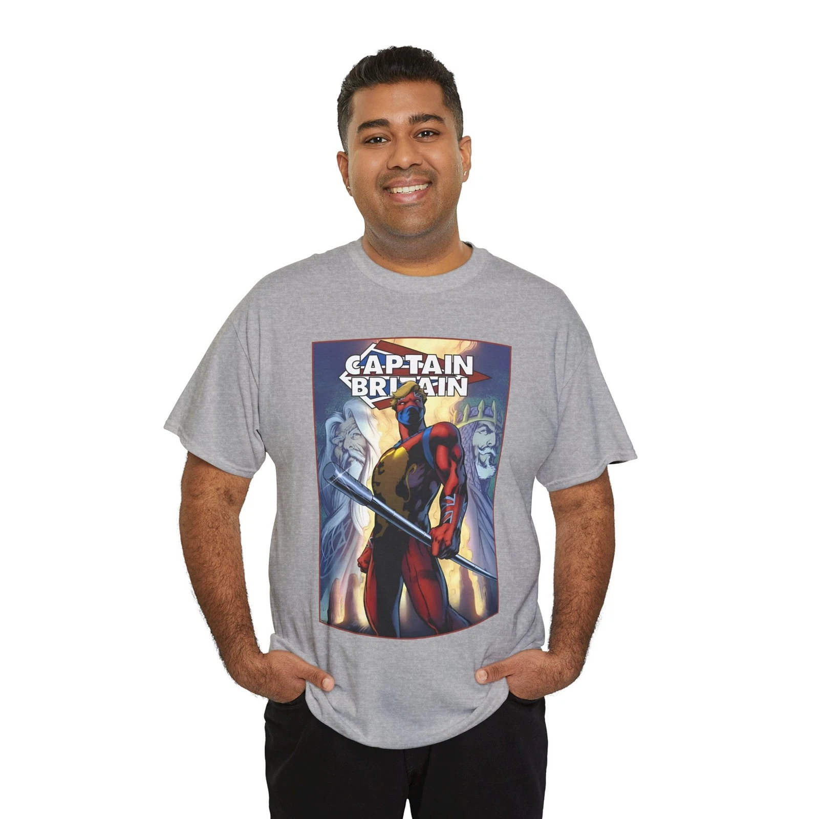 Captain Britain T-Shirt - Alan Davis Art - Excalibur Leader - Marvel Comics