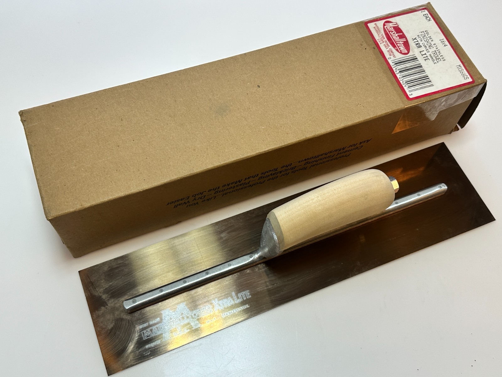 Marshalltown Tools USA MXS66GS Golden Stainless Finishing Trowel 16 x 4, NOS NEW