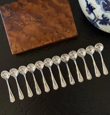 Rare Set 12 Reed and Barton Hepplewhite Sterling Silver Salt Spoon American 2”
