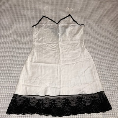 Vintage Clarie's Rose White Silk Black Lace Size Large Wedding Sexy Lingerie