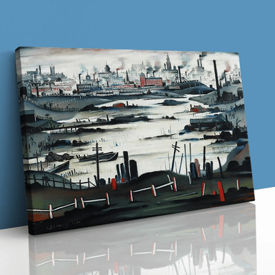 LS Lowry Der See Gemälde Leinwand gerahmter Druck Bild Wandbild