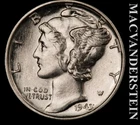 1943 Silver Mercury Dime - Scarce  High Grade  Lustrous  No Reserve  #L6725