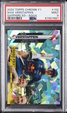 2020 TOPPS CHROME FORMULA 1 SAPPHIRE EDITION AQUA MAX VERSTAPPEN 91/99 PSA 9
