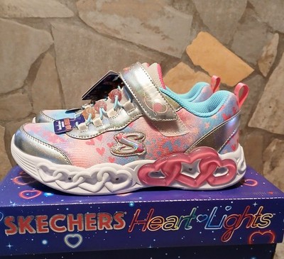 Skechers Infinite Heart & Lights Big Kids Size 3 NEW Girls Shoes 303261L/SMLT