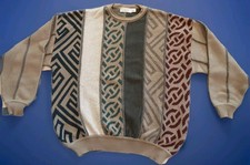 VTG 80s ST CROIX KNITS-3D Multi-Pattern Wool Pullover USA Classic Luxury--Sz XL