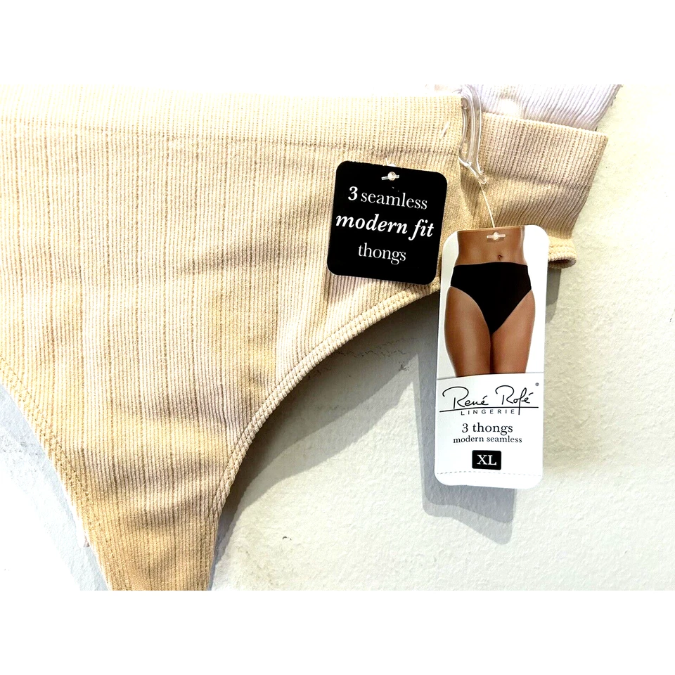 Nuevo con etiquetas Conjunto de 3 bragas de tanga sin costuras para mujer Rene Rofe talla XL 14 16 Foto 2 de 4