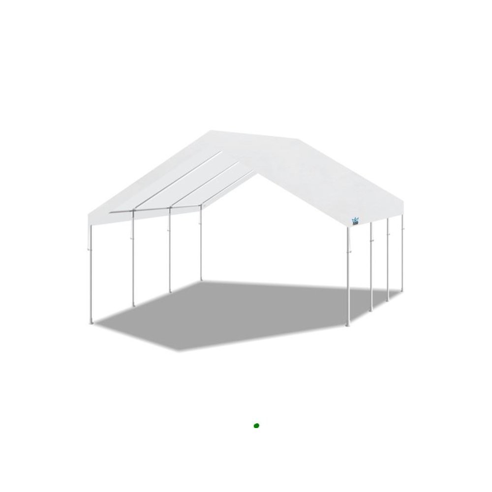 18-Feet by 20-Feet, 2-Inch Hammertone Steel Frame, 8-Leg, Carport, White
