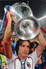 ANDREA PIRLO SIGNED AC MILAN UCL TROPHY 12x8 PHOTO (ACG CERT AG17145)