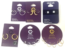 (6) C Luxe Claire's Earrings New In Packaging Hoops Studs Stackables