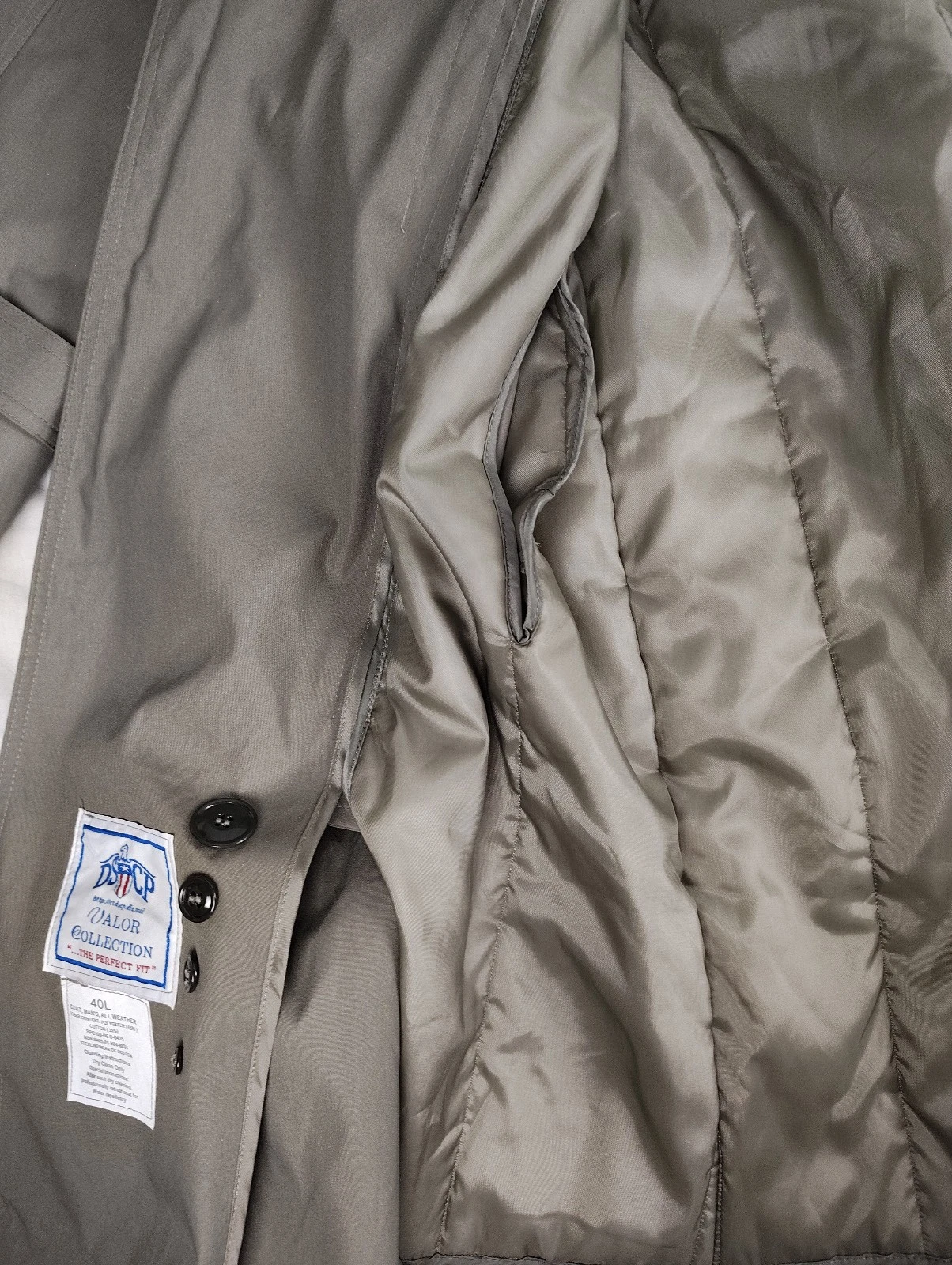 NWT DSCP Valor Collection All Weather Trench Coat Removable Quilt Liner Mens 40L - product detail image 8