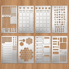 8 Pcs Metal Stencils Wood Burning Stencil Lettering Stencils for Journaling, ...