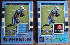 1 OF 1! COREY DAVIS 2017 Donruss Rookie Phenom Jersey Patch #3 (2 card lot)