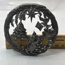 Pewter Christmas Rawcliffe Potpourri Trinket Jar LID ONLY 1996 VTG Rabbit Tree