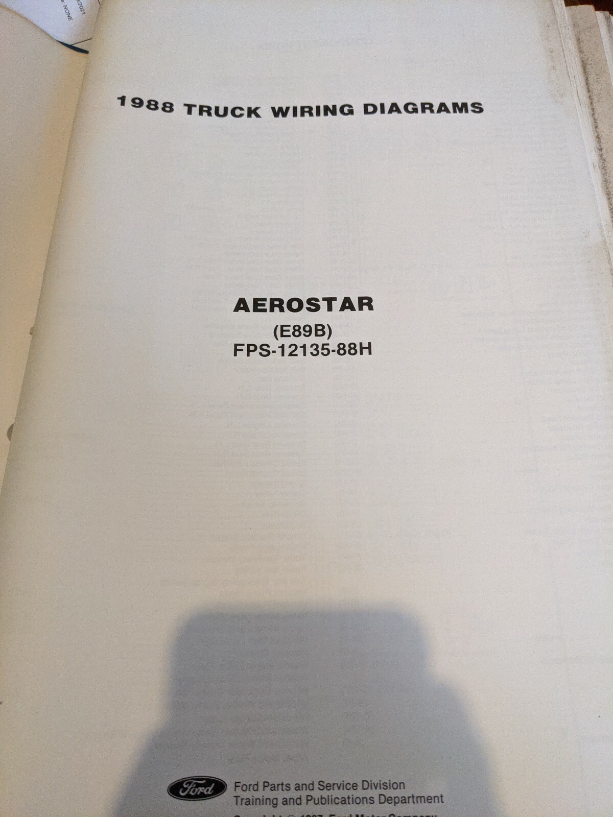 1988 Ford Truck Aerostar Electrical Wiring Diagrams