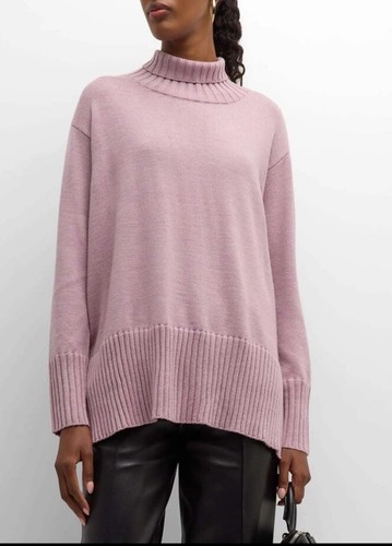 New Eileen Fisher Merino Jersey Turtleneck in Regenerative Wool Icy Plum Sz 3X - Picture 5 of 9